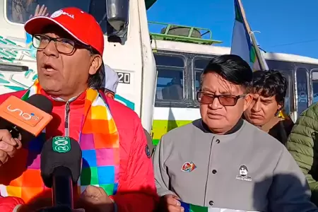 Roberto S�nchez en marcha a favor de Evo Morales.