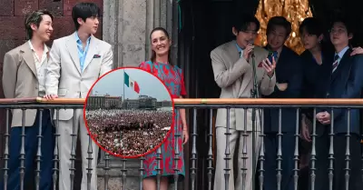 La presidenta mexicana acompa�� a la agrupaci�n para saludar a sus miles de fans