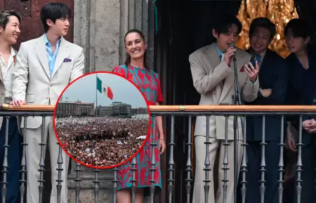 La presidenta mexicana acompa�� a la agrupaci�n para saludar a sus miles de fans