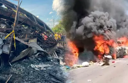 Choque de autob�s y cami�n cisterna en Indonesia.