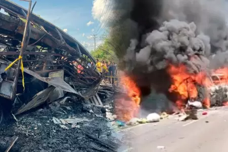 Choque de autob�s y cami�n cisterna en Indonesia.