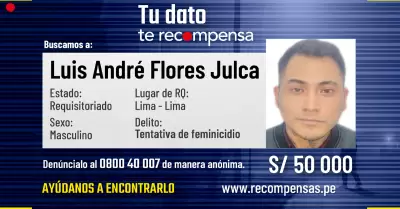 Luis Andr� Flores Julca es acusado de tentativa de feminicidio a su expareja.