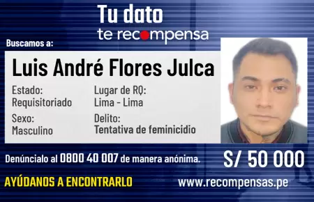 Luis Andr� Flores Julca es acusado de tentativa de feminicidio a su expareja.