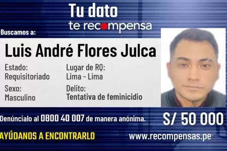 Luis Andr� Flores Julca es acusado de tentativa de feminicidio a su expareja.