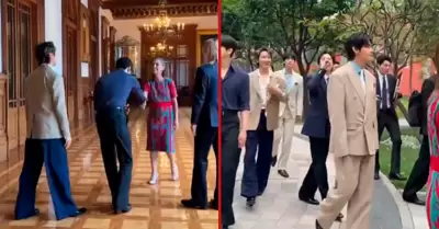 Comparten nuevas im�genes del grupo surcoreano recorriendo la sede presidencial.