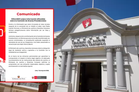 Minjus se pronuncia sobre cambios en la Comisi�n de Gracias Presidenciales.