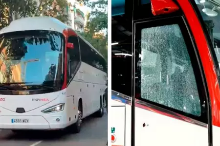 Hinchas del Barcelona lanzaron objetos al transporte de los madrile�os.