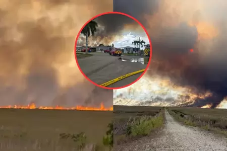 Incendio masivo consume humedales de Florida
