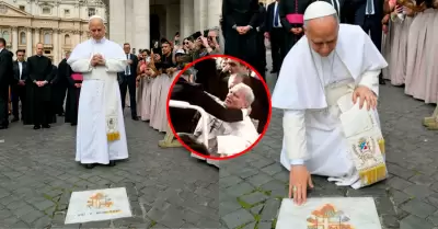 El pont�fice rez� en el lugar donde Juan Pablo II cay� herido.