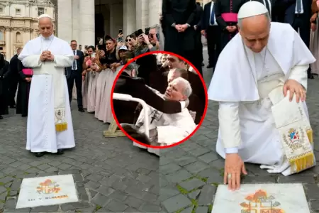 El pont�fice rez� en el lugar donde Juan Pablo II cay� herido.