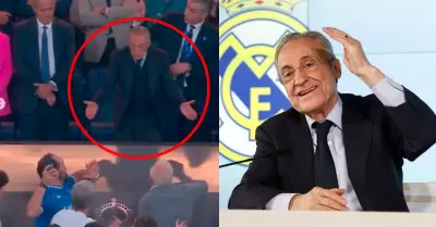 El presidente del Real Madrid se mostro molesto con aficionado.