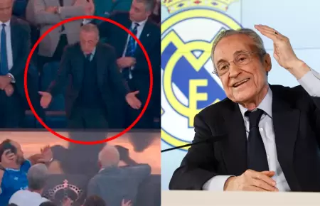 El presidente del Real Madrid se mostro molesto con aficionado.