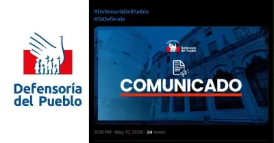 Defensor�a del Pueblo emite comunicado y manifiesta su respaldo hac�a el preside