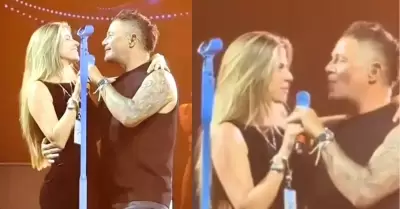 Alejandro Sanz y Stephanie Cayo en concierto del cantante en Las Vegas