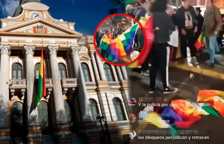 El gobierno boliviano rechaz� la quema del s�mbolo durante manifestaciones.