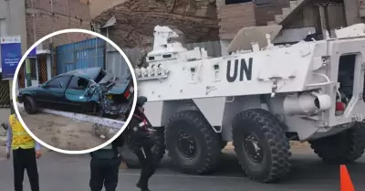 Veh�culo blindado de la ONU choc� en Chorrillos: se estrell� contra autos y post