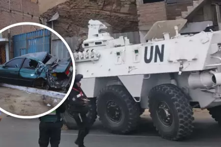 Veh�culo blindado de la ONU choc� en Chorrillos: se estrell� contra autos y post