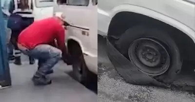 Chofer de combi pinch� su llanta para evitar intervenci�n de ATU.