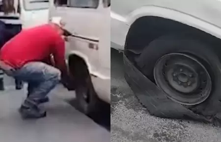 Chofer de combi pinch� su llanta para evitar intervenci�n de ATU.