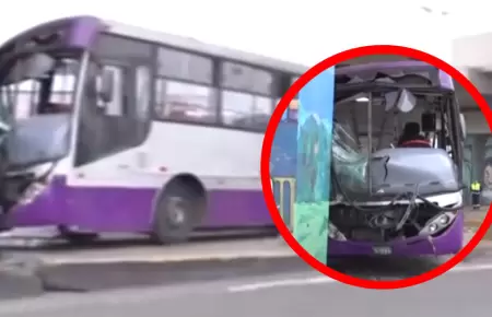 Bus del Corredor Morado choc� en SJL dejando al menos 9 heridos.
