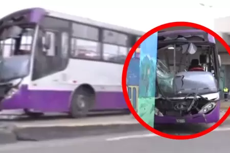 Bus del Corredor Morado choc� en SJL dejando al menos 9 heridos.
