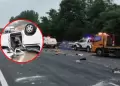 Tragedia en autopista: Bus con pasajeros se estrella contra un cami�n y provoca la muerte de al menos 13 personas