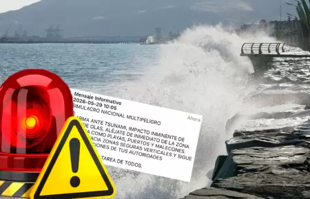 Alerta SISMATE durante simulacro nacional multipeligro.