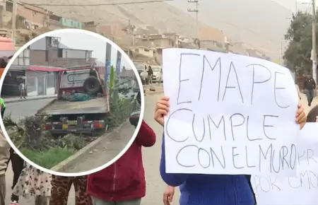 Indignaci�n en Comas: Vecinos bloquean tramo de Pasamayito y exigen muro de cont