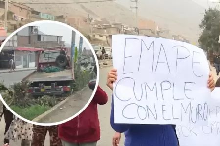 Indignaci�n en Comas: Vecinos bloquean tramo de Pasamayito y exigen muro de cont