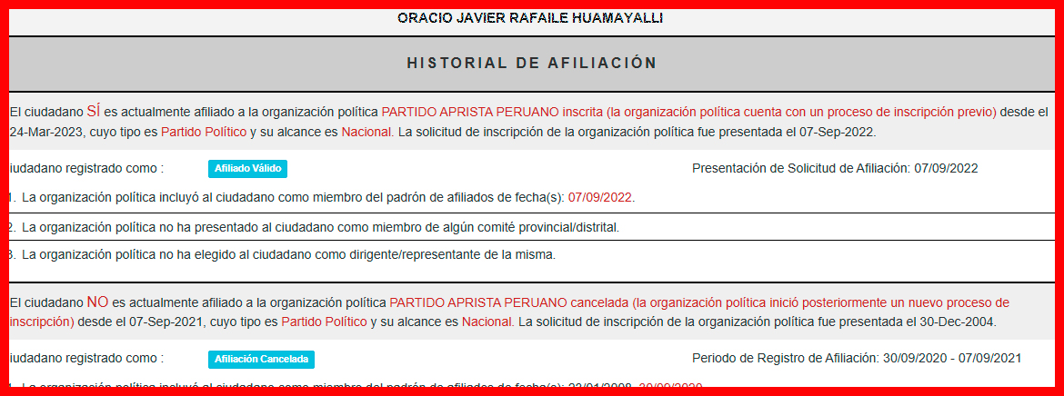 Consulta pública de militancia política.