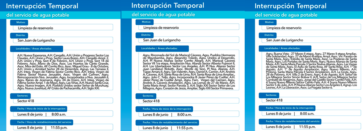 Sin servicio temporal de agua potable en SJL.