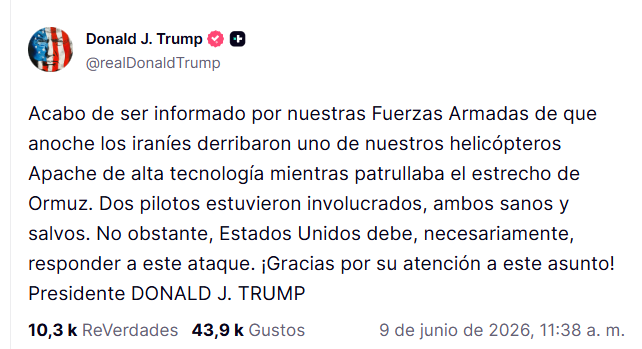 Mensaje de Donald Trump.