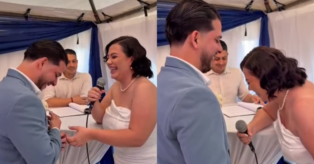 Novia arruina sus votos matrimoniales con frases en doble se