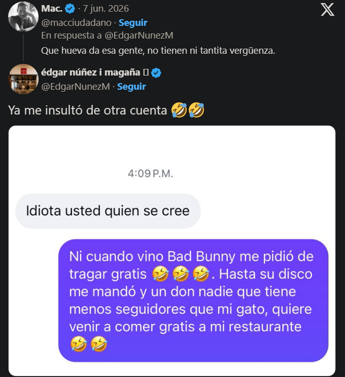 Chef expone a influencer que quer�a comer gratis