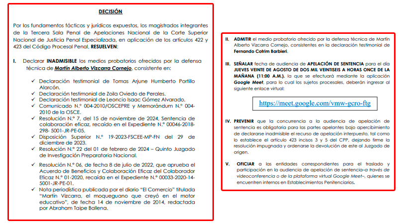 Decisión de la Sala de Apelaciones
