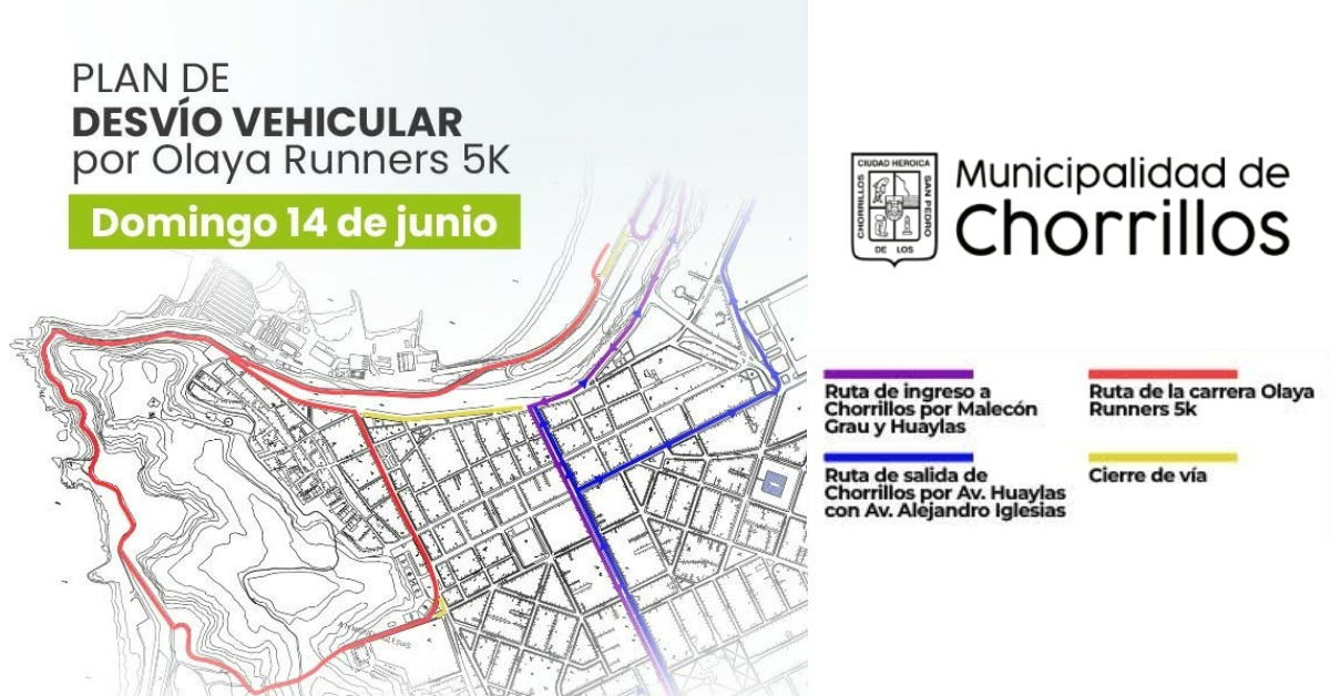 Plan de desvío vehicular por carrera Olaya Runners 5K