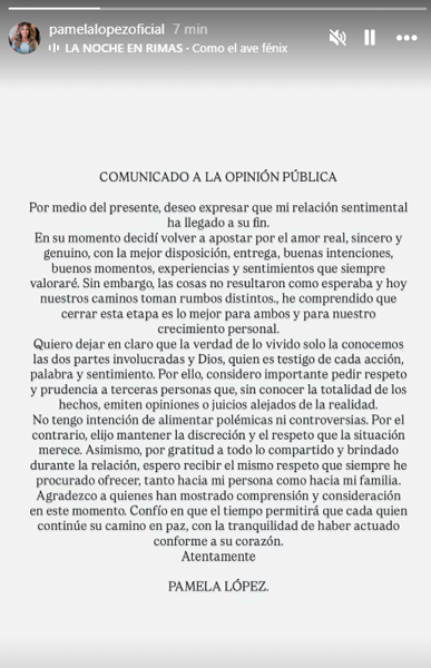 Pamela López confirma que terminó con Paul Michael.