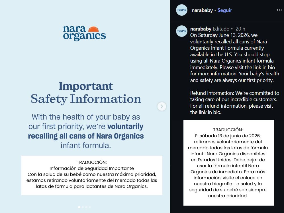 Comunicado Nara Organics