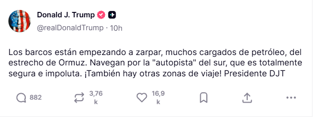 Mensaje de Donald Trump.