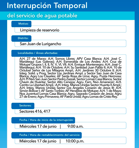 Sin servicio de agua temporal en SJL.