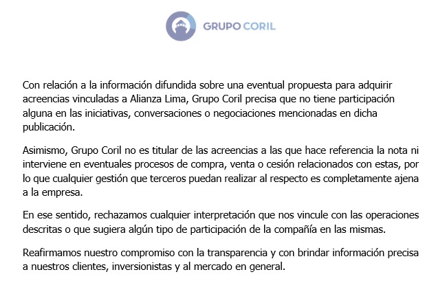 Grupo Coril desmiente negociación con Paolo Guerrero.