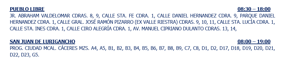 Sectores sin electricidad el jueves 18 de junio.