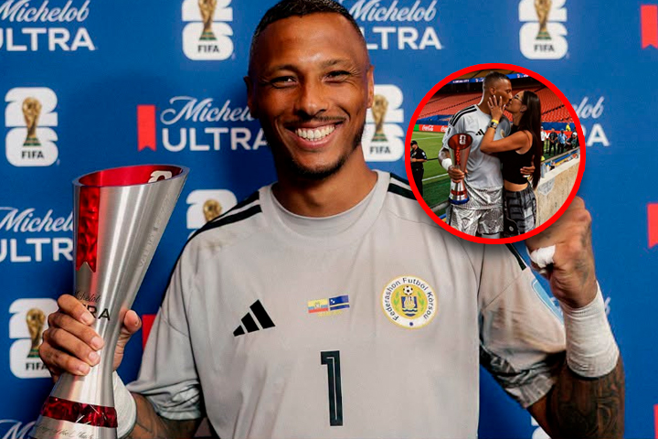 Eloy Room, arquero de Curazao, buscó a su pareja tras empate con Ecuador.