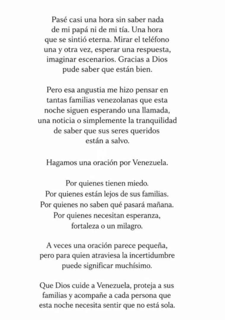Korina preocupada por su familia tras sismos en Venezuela