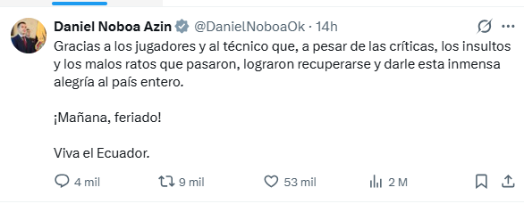 Feriado en Ecuador tras ganarle a Alemania.