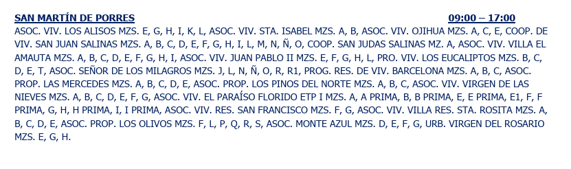 Restricci�n temporal del servicio el�ctrico en SMP.