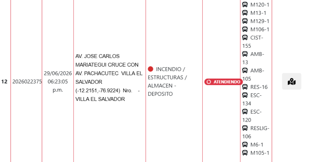 Registro del siniestro en la p�gina web de los bomberos