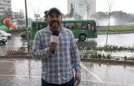Periodista sufre aparatosa ca�da tras resbalarse en pleno enlace en vivo