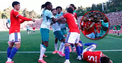 A segundos de acabar el primer tiempo, una falta encendi� la pelea