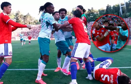 A segundos de acabar el primer tiempo, una falta encendi� la pelea